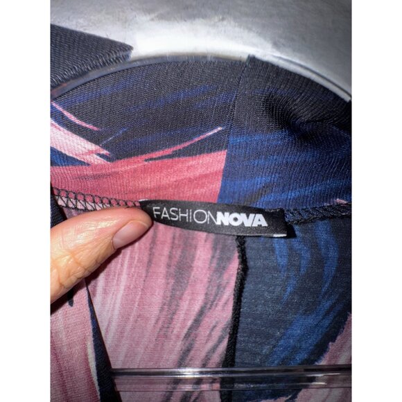 Fashion‎ Nova Womens Long Sleeve Bodycon Dress With Abstract Print Large Sexy - Picture 4 of 4